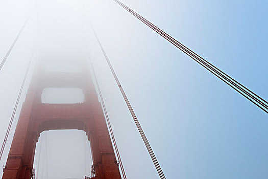 特写,金门大桥,雾,旧金山,加利福尼亚,美国