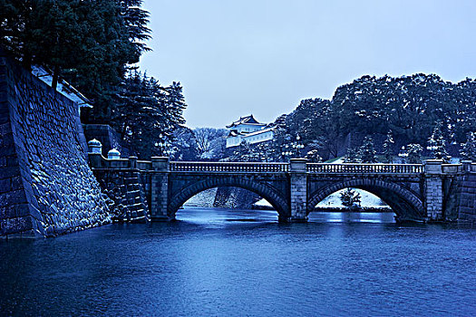 桥,皇宫,雪