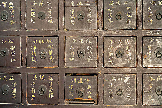 中国古代药铺装药材的柜子