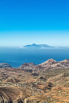 俯视图,福古岛,岛屿,火山,圣地亚哥,佛得角,非洲