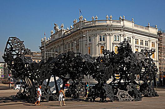 现代,雕塑,广场,维也纳,奥地利,欧洲