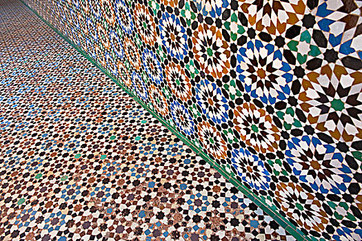 摩洛哥,特写,图案,墙壁,地面,马拉喀什