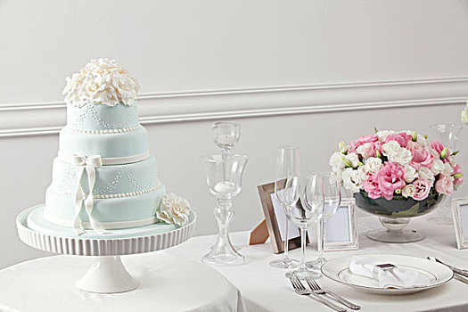 婚礼蛋糕,桌上,布置