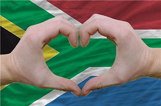 心形,喜爱,手势,展示,上方,旗帜,南非