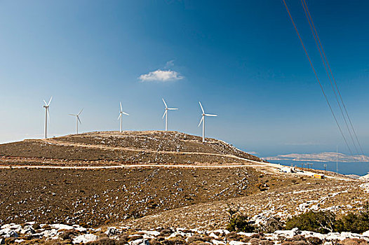 风轮机,山,罗得斯,希腊