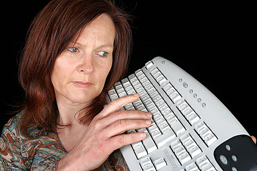 女人,电脑,键盘
