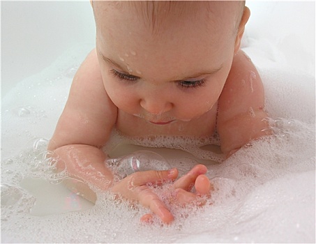 婴儿,沐浴,泡泡