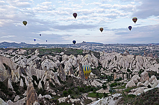 热气球,卡帕多西亚,安纳托利亚,土耳其,亚洲