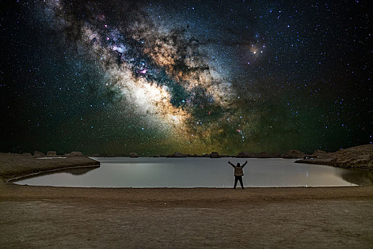 青海水上雅丹星空银河