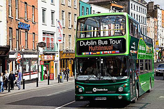 都柏林,爱尔兰,旅游巴士,街道