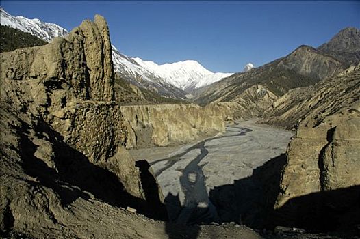 野外,山谷,河,靠近,安娜普纳地区,尼泊尔