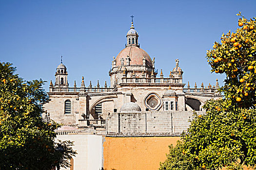 圆顶,大教堂,蓝天,安达卢西亚,西班牙