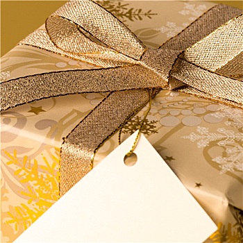 金色,圣诞礼物,留白,标签,愿望,卡片