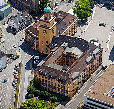 市政厅,相对,公交车站,停车场,鲁尔区,北莱茵威斯特伐利亚,德国