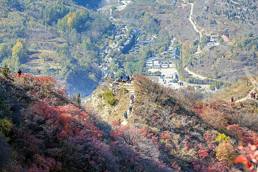 秋天北方漫山红遍,山东省青州市天赐山风光