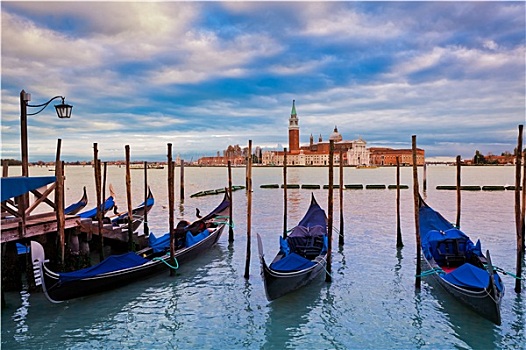 小船,大运河,圣乔治奥,马焦雷湖,教堂,美女,阴天,背景,威尼斯,意大利