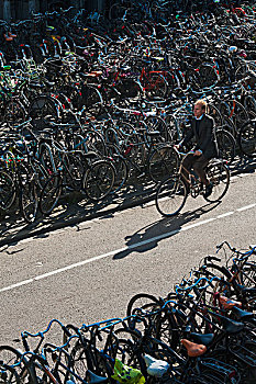 荷兰,大,自行车,停车场,旁侧,中央车站,阿姆斯特丹