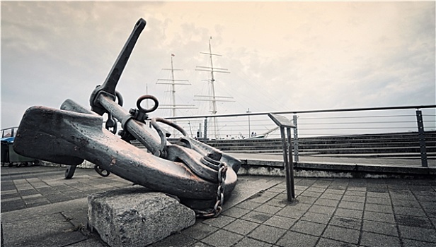 锚,纪念建筑,汉堡市,港口