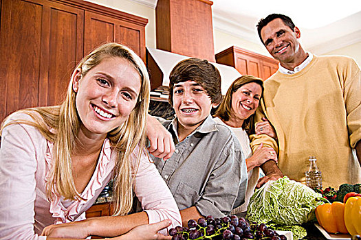 幸福之家,青少年,孩子,厨房