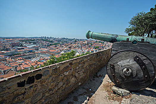 葡萄牙,里斯本,大炮,风景,城堡,大幅,尺寸