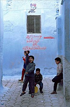 孩子,玩,街道,梅克内斯,摩洛哥,非洲