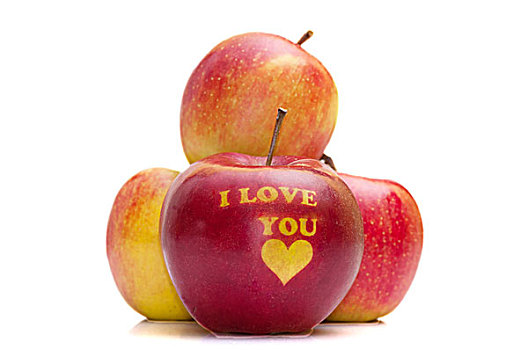 成熟,红苹果,文字,我爱你