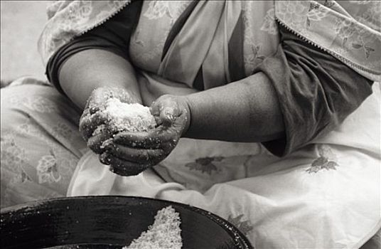 摩洛哥人,女人,准备,蒸粗麦粉,传统,态度