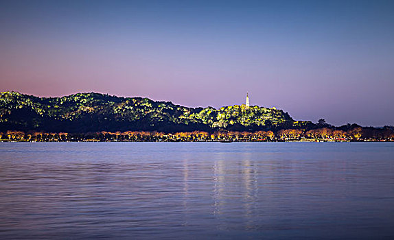 夜景,海岸,西湖,杭州,市中心