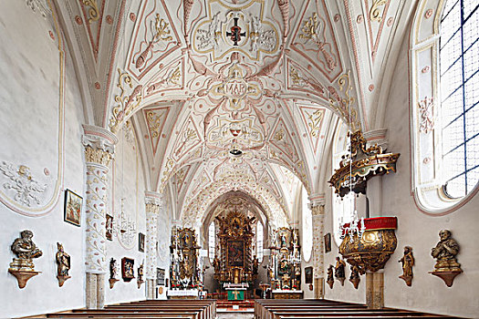 教堂,洛赫特-伊根,山谷,上巴伐利亚,巴伐利亚,德国,欧洲