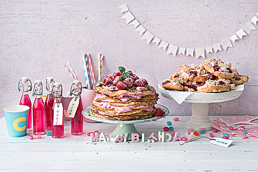 蛋糕,糕点,柠檬水,装饰,儿童生日,聚会