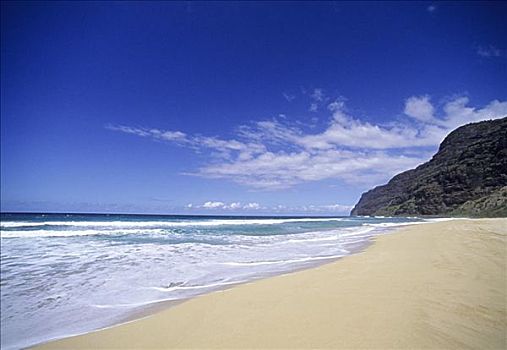 夏威夷,考艾岛,漂亮,沙,海滩,波里哈雷沙滩,州立公园,悬崖,纳帕利海岸,清晰,白天
