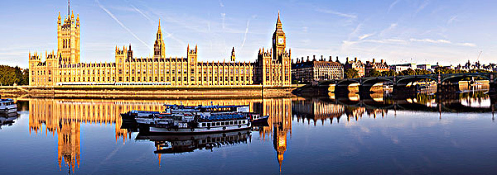 国会,威斯敏斯特桥,上方,泰晤士河,日出,威斯敏斯特,伦敦,英格兰