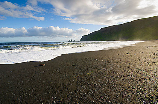 冰岛,黑沙,海滩