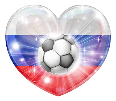 俄罗斯,足球,心形,旗帜