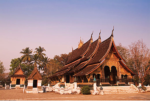 寺院,皮质带,琅勃拉邦,老挝
