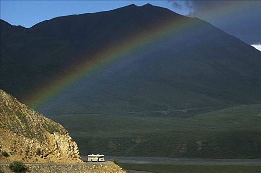 旅游巴士,多彩,彩虹,德纳里国家公园