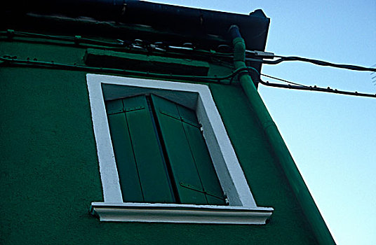 窗户,绿色,百叶窗