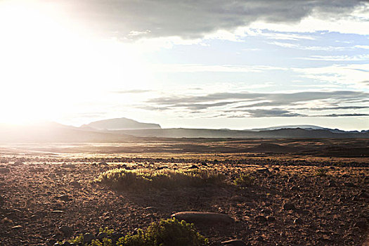 逆光,日出,上方,山谷,风景,远景,山,冰岛