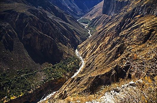 俯拍,峡谷,柯卡谷,秘鲁