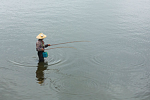 缅甸,曼德勒,男人,鱼,影子,伊洛瓦底江