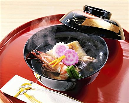 日本,汤,对虾,蔬菜,米线,包裹