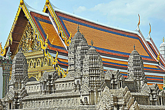 建筑细节,庙宇,玉佛寺,大皇宫,曼谷,泰国