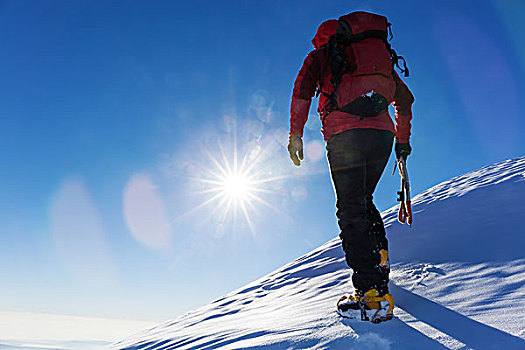 极限,冬季运动,攀登,顶端,雪,顶峰,阿尔卑斯山,概念,坚决,成功,勇敢