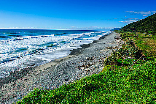 海岸线,岩石,海滩,靠近,南岛,新西兰