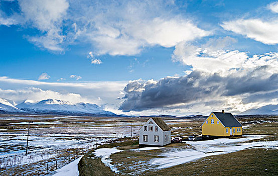 现代,房子,一个,屋顶,传统,草皮,冬天,欧洲,冰岛,大幅,尺寸