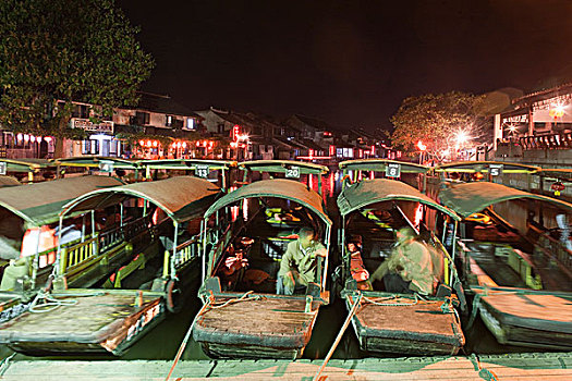 老城,西塘,夜晚,浙江,中国