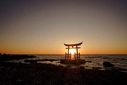 日落,入口,神社