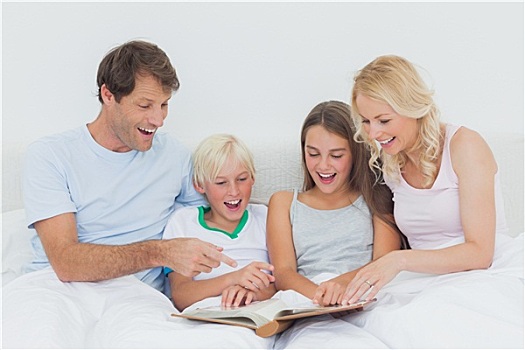 家庭,读,书本,一起