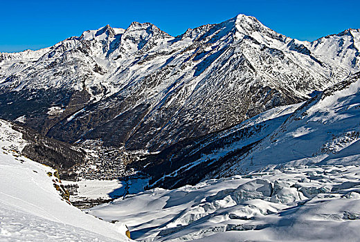 风景,冰河,山谷,冬季运动胜地,瓦莱,瑞士,欧洲