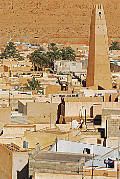 algeria,ben,isguen,elevated,view,of,a,historic,village
